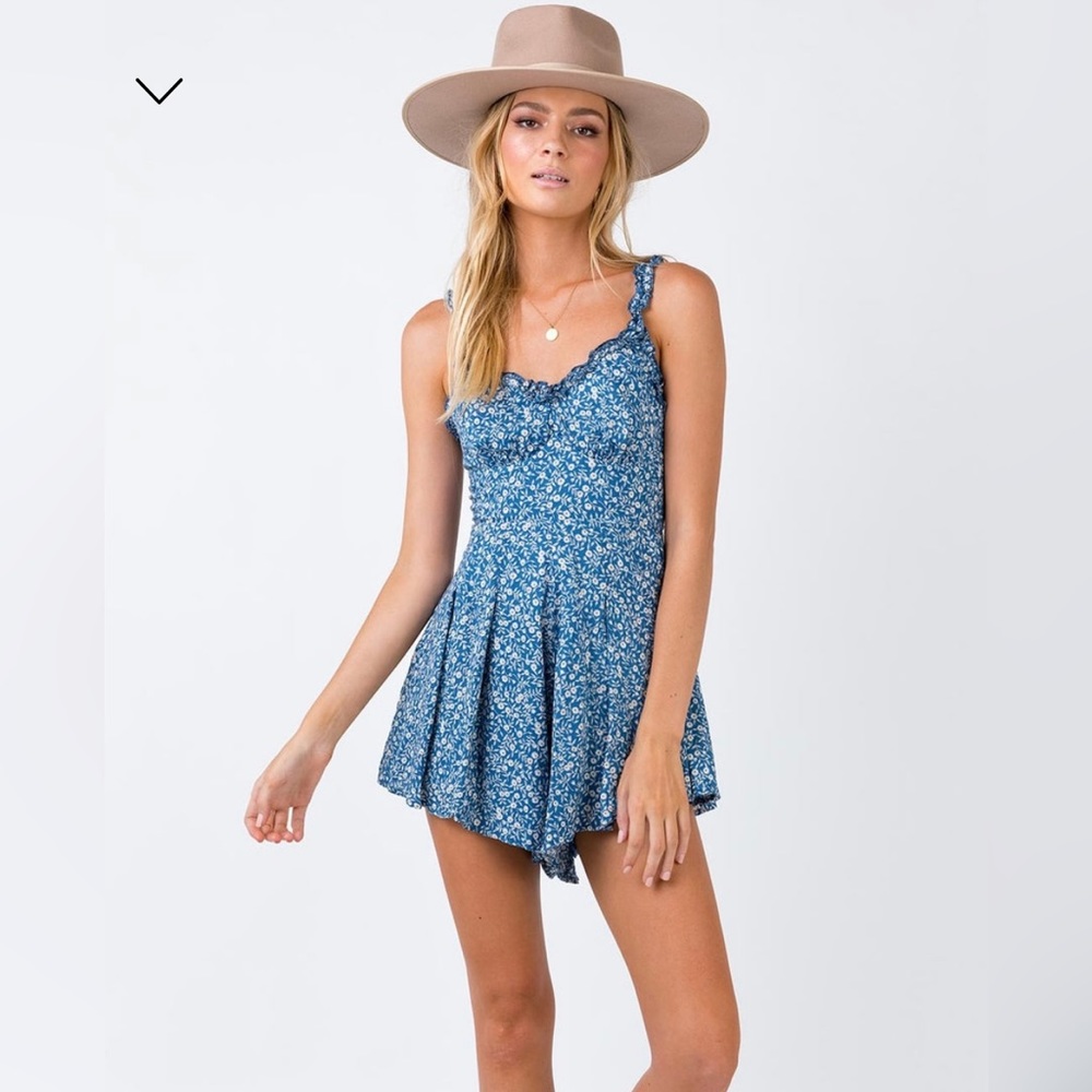 Princess Polly Blue Floral Romper